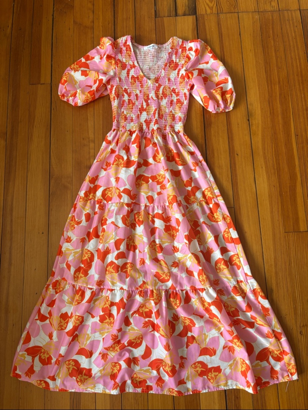 Amazon Pink and Orange Floral Maxi Dress